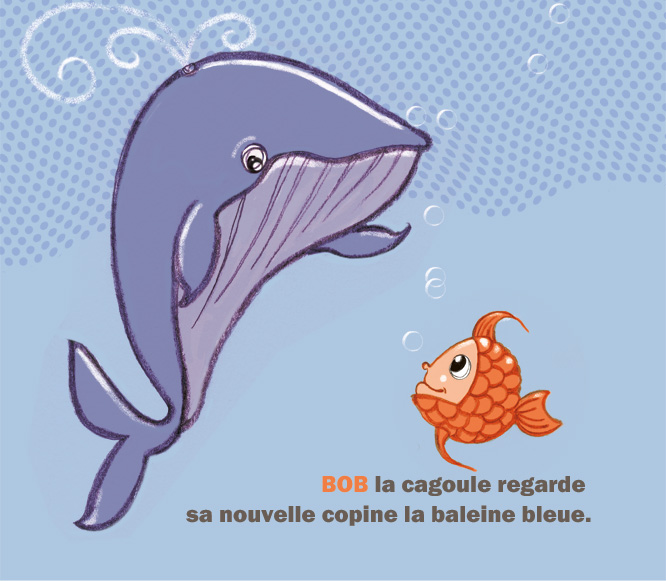 Album jeunesse ,baleine rose -baleine bleue-poisson rouge-album cartonné-sabine hautefeuille-éditions zigomo-salon du livre jeunesse
